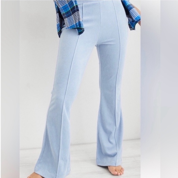aerie Pants - Aerie light blue corduroy flare pull on elastic waist pants small regular